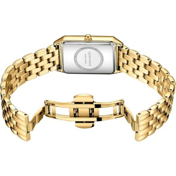 Gold Rectangle Watch Women Roman Dial Stainless Steel Band Water Resistant - Picture 3 of 7